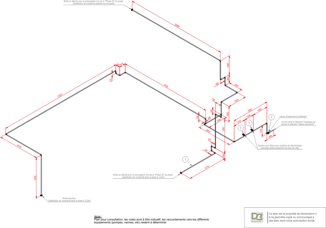 Plan isométrique distribution air comprimé