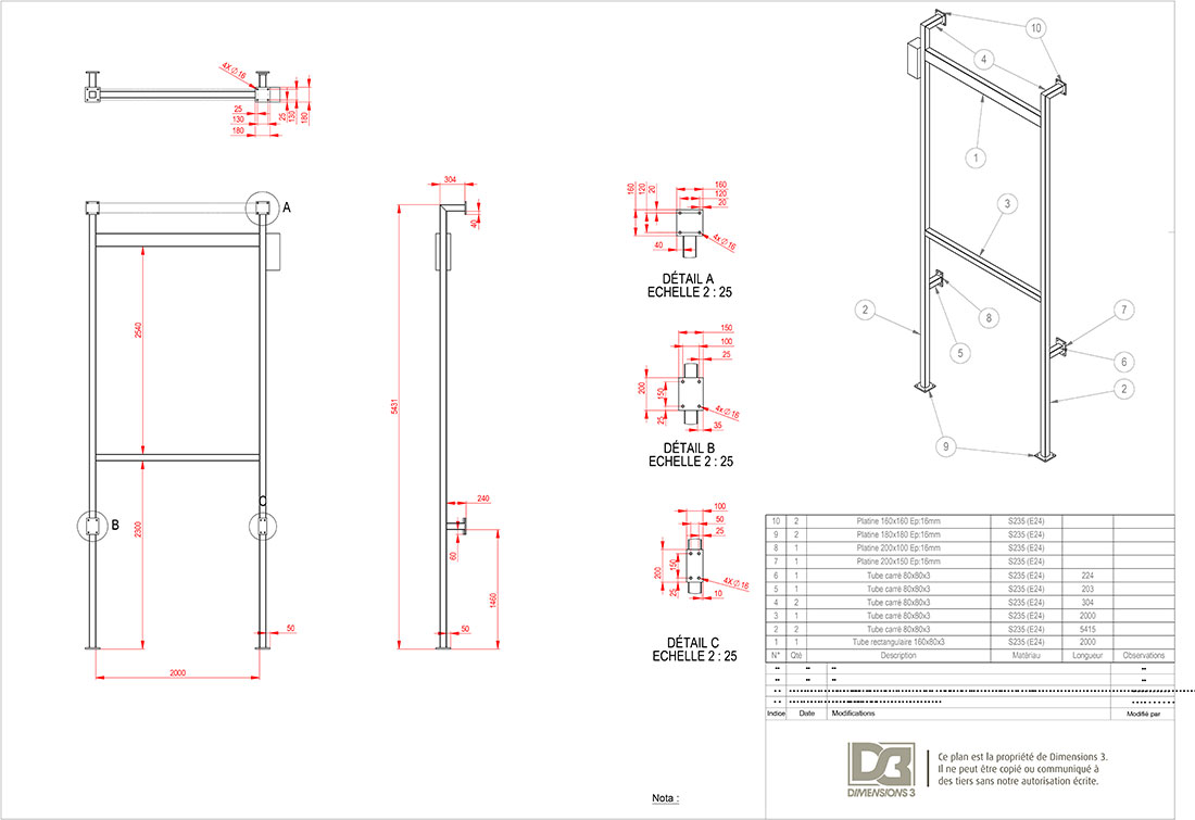 Plan structure porte sectionnelle