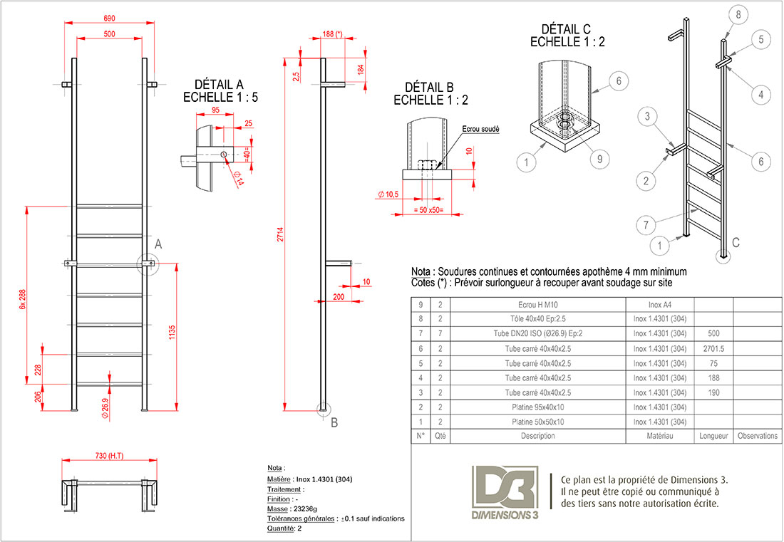 Plan détail huisserie