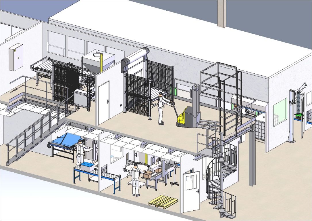 3D hall conditionnement poudres