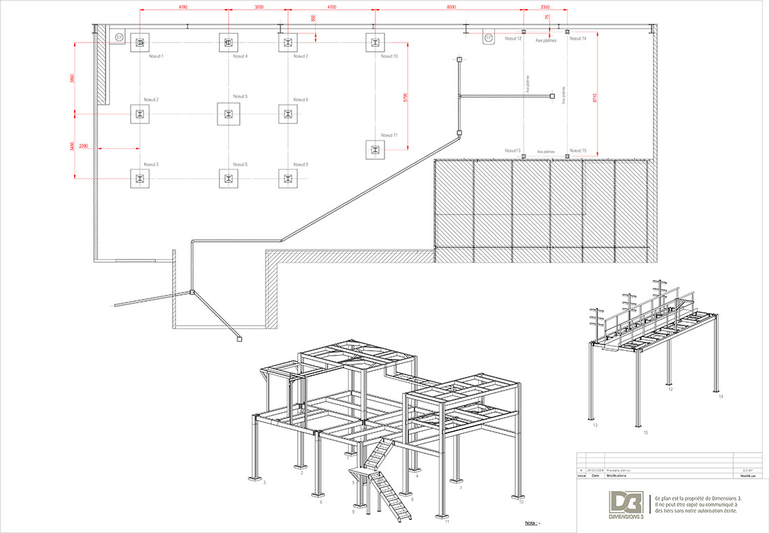 Plan massifs béton pour plateforme